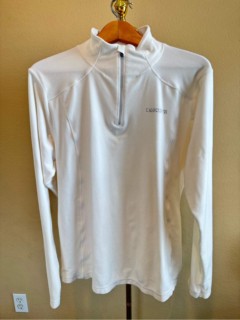 Descente Women’s Rhinestone Mid‑Layer Quarter‑Zip Fleece – Ivory White – Size 12